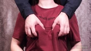 Cut and Ripped Her T-Shirt to Suck Nipples and Make Her Cum