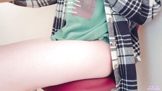 Humping my feet with girly dick and cum on my foot