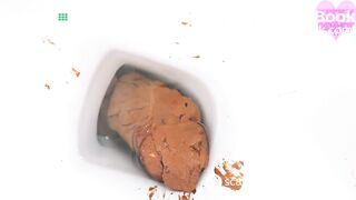 Kitty skatt massive log while squatting on toilet