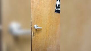 Desperate to take a piss in public unisex restroom door u locked I hope I get caught moaning relief