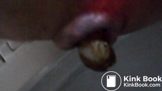 shitting a used rubber glove