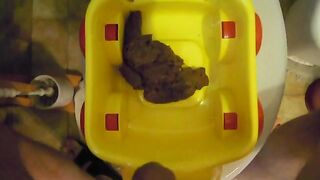 Piss into toy potty