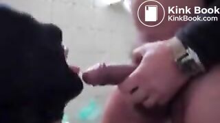 Cute lad in black mask gets golden shower