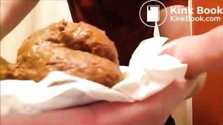 Cute boy cums on turd!