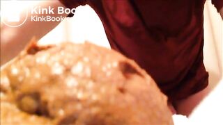 Cute boy cums on turd!