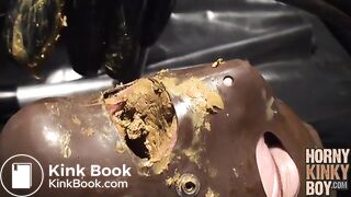 Kinky Rubber Scat Feeding and Eating Foursome