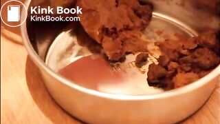 Twink eats his shit from a bowl