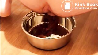 Twink eats his shit from a bowl
