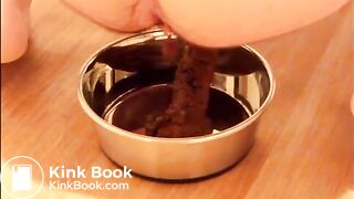 Twink eats his shit from a bowl