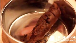 Twink eats his shit from a bowl