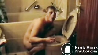 Slave eats own shit out of toilet bowl