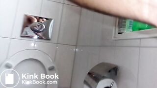 Taking a shit and piss