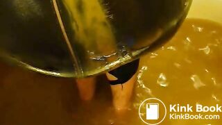 pooping in lycra in bathtub