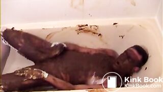 Guy wanks with saved shit