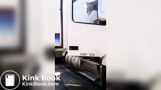 Trucker caught pissing and shitting