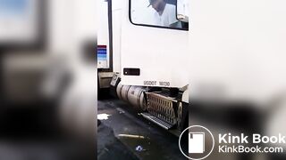 Trucker caught pissing and shitting