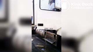 Trucker caught pissing and shitting