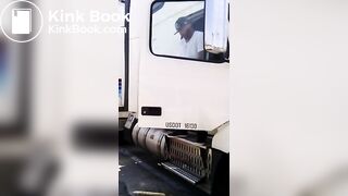 Trucker caught pissing and shitting