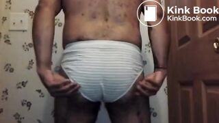 Pooped in Striped Panties