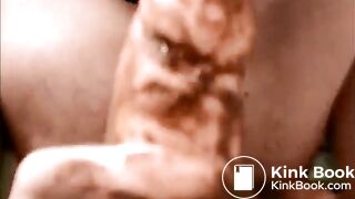 Shit loving with dildo and cum - Shitty Dildo Sucking