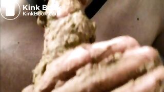 Shit loving with dildo and cum - Shitty Dildo Sucking