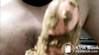 Shit loving with dildo and cum - Shitty Dildo Sucking