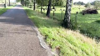Real public desperate wetting accident in pants outside cycling