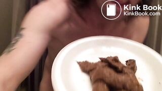 Licking shit off plate