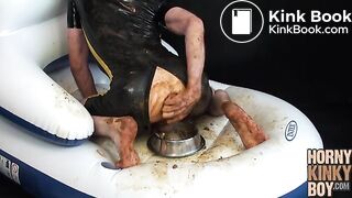 Barefoot Rubber Boy Plays with His Shit