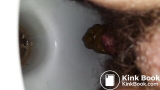 Hairy wife shitting in toilet On shittytube