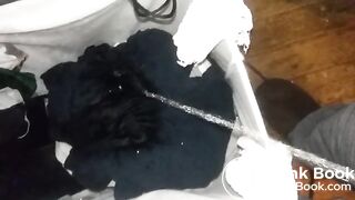 Pissing on dirty clothes