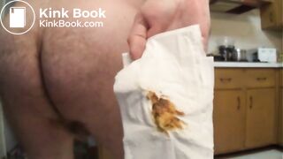 HUGE standing shit, asshole inspection and wiping