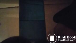 Pooping In Blue Container