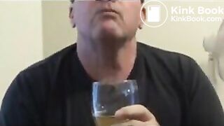 Demented Sissy Pervert Tom Pearl Drinks His Piss