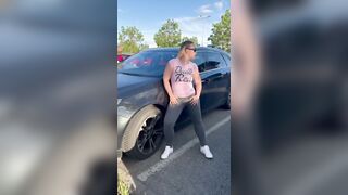 Public piss through pantyhose