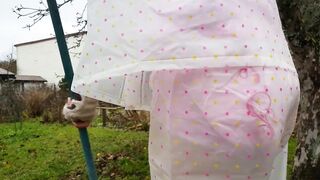 Outdoors Diaper Wetting with Transparent Rain Wear