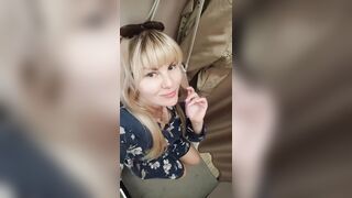 Public Squirt in a Dressing room, hot cute blonde milf