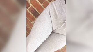 Public Pee Desperation In Tight Grey Pants Stuck Down Alleyway