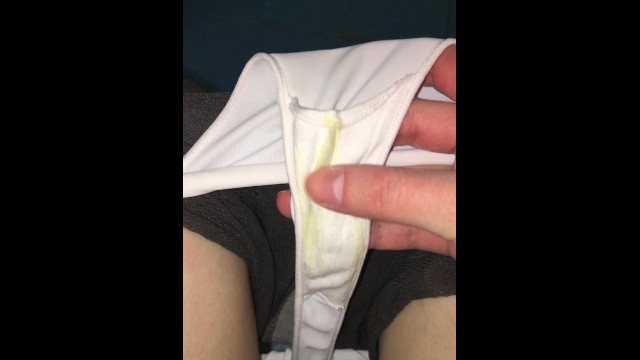 Girl shows her Dirty Panties. Dirty thong and pissing