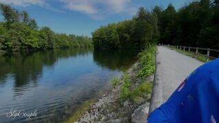 Extreme risky public Handjob on a high frequented Lake - Sloppy Handjob and Cumshot