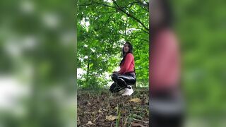 Outdoor fucking and sucking in public park latex slut