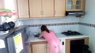 I fucked in the kitchen, it was very hot.