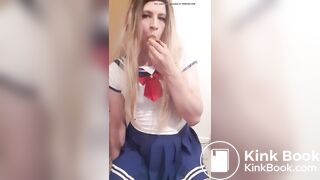 femboy cos player  sailor moon shits and sucks her turd
