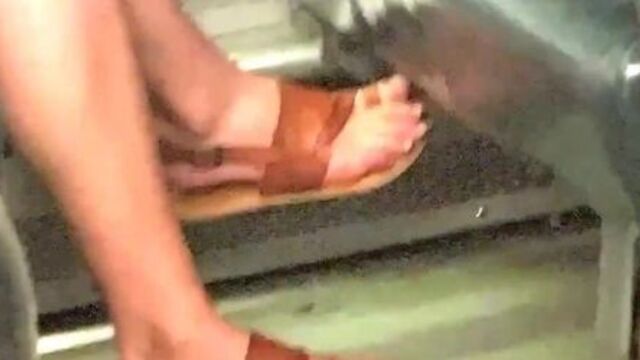 Candid Blonde Feet and Legs on Train