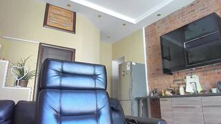 Playful blonde strokes a dildo her feet live (who is she?)
