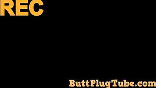 Loud moans as my jewel plug is played with while I fuck