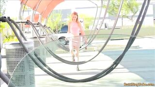 Skinny Teen Charlotte Masturbates In Public And Stuffs Panties