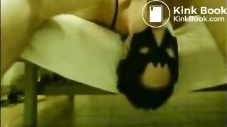 Hot masked brunette gets her throat fucked hard