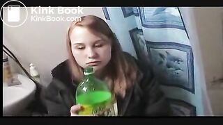 Bulimia Vomit and Food Poisoning - puking into a barrel in the bathroom mp4