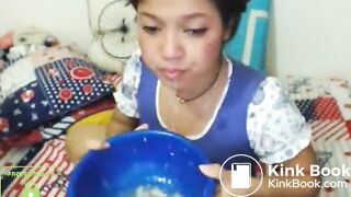 cute skype whore drinks puke and blows bubbles 1